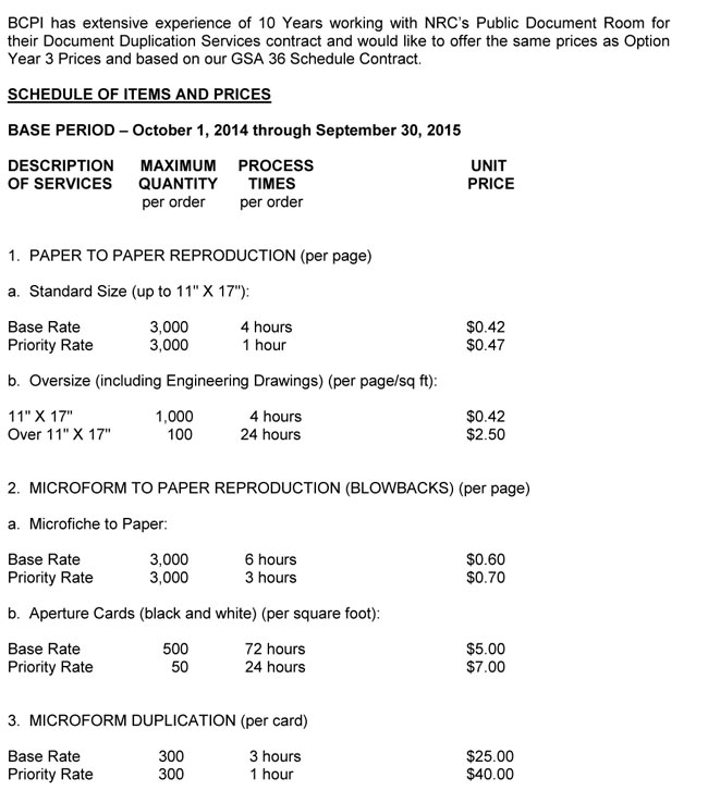 NRC PRICING 1