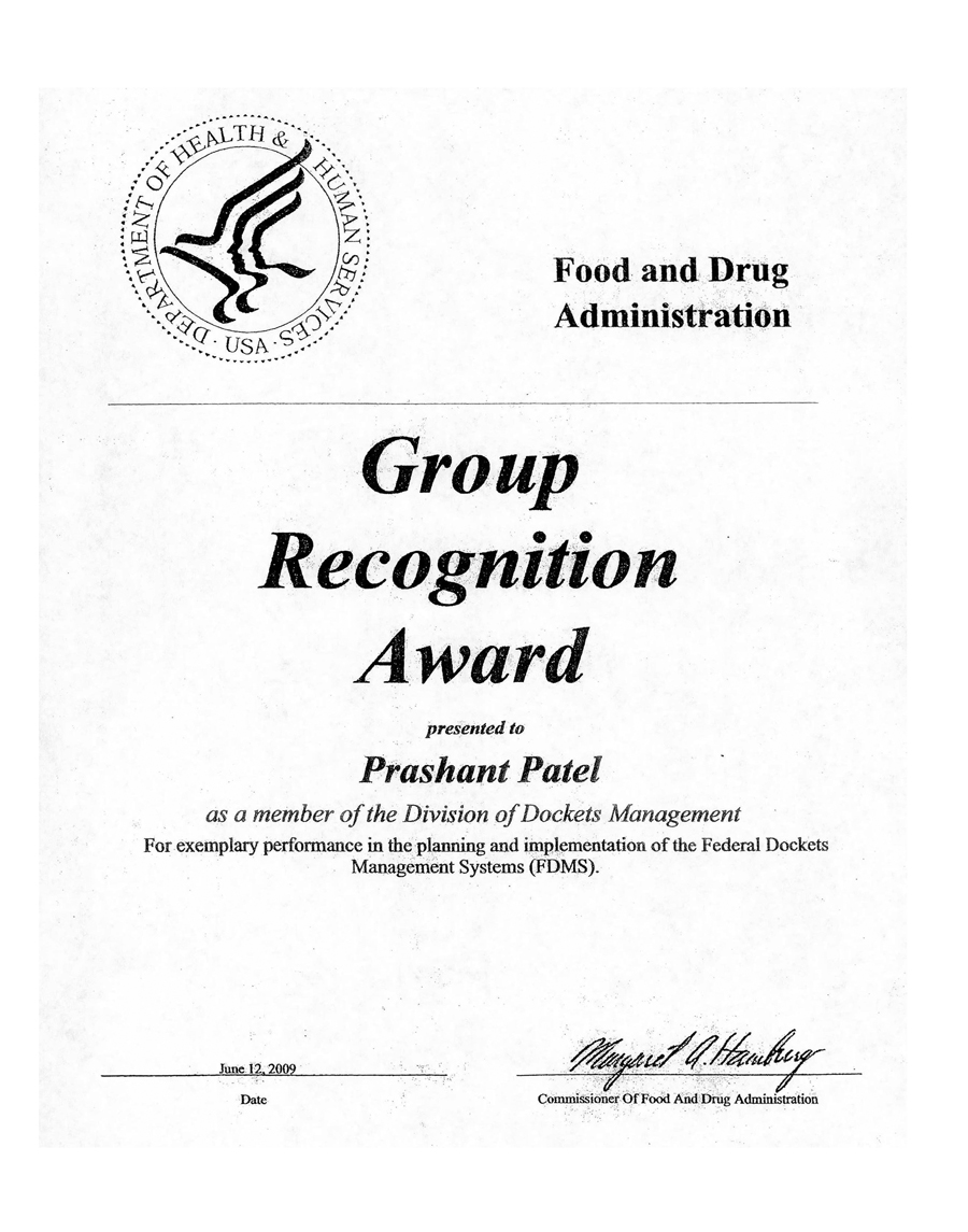 FDA Group Recognition